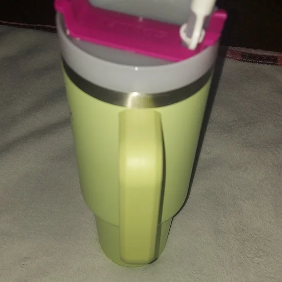 Stanley 40 Oz. Neon Green Travel Mug with Pink Accents - Picture 5 of 8